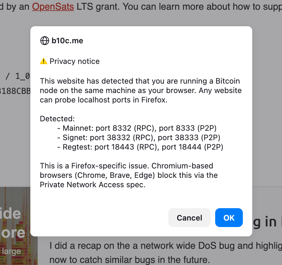A privacy alert from localprobe.